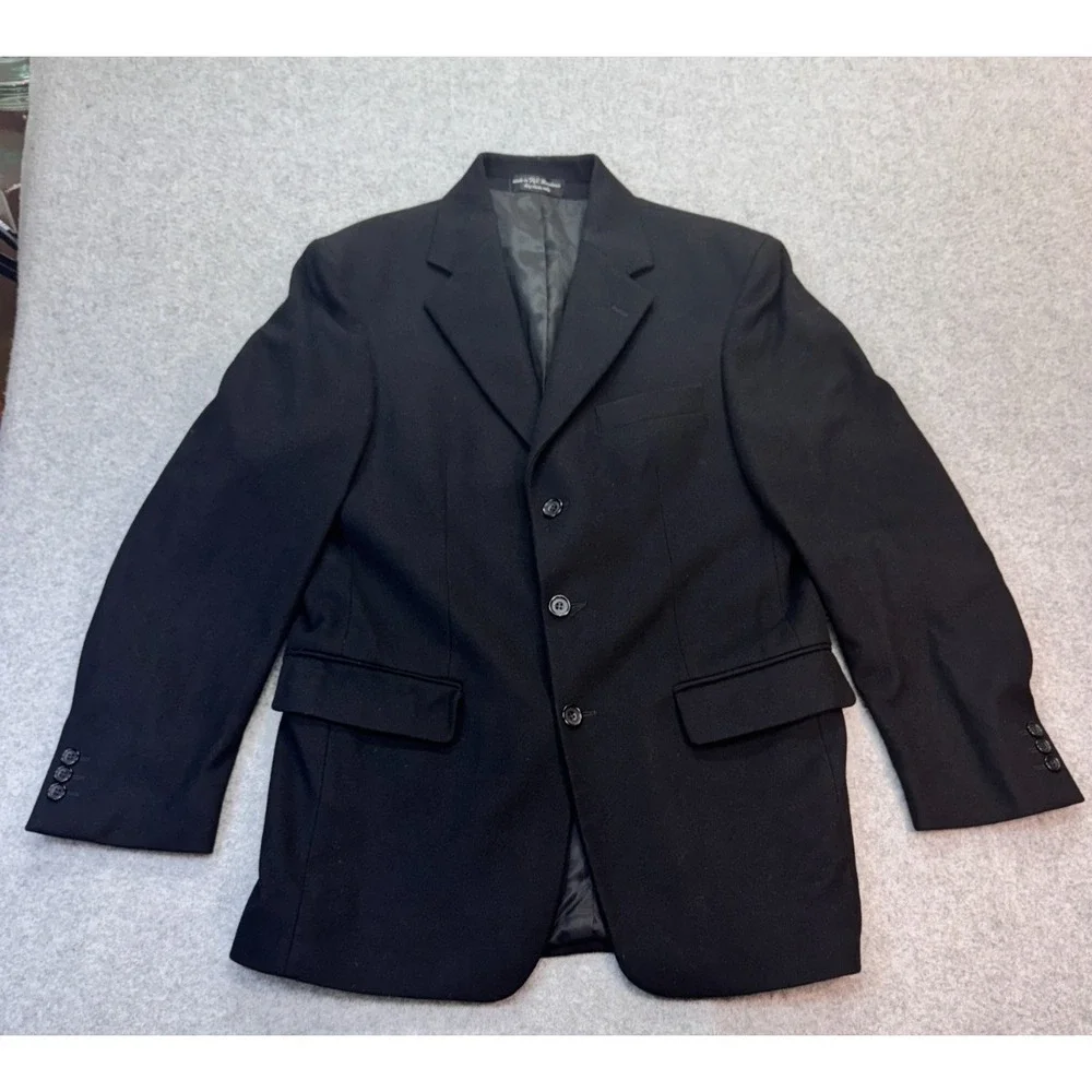 Gianfranco Ruffini Men's Blazer 38R Black Wool Cashmere Blend Italy‎ Classic Fit